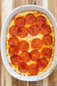 Easy Cheesy Pepperoni Pizza Dip Recipe | Perfect Low Carb Appetizer