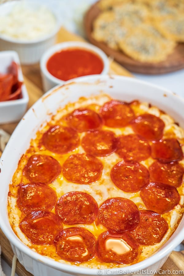 Easy Cheesy Pepperoni Pizza Dip Recipe | Perfect Low Carb Appetizer