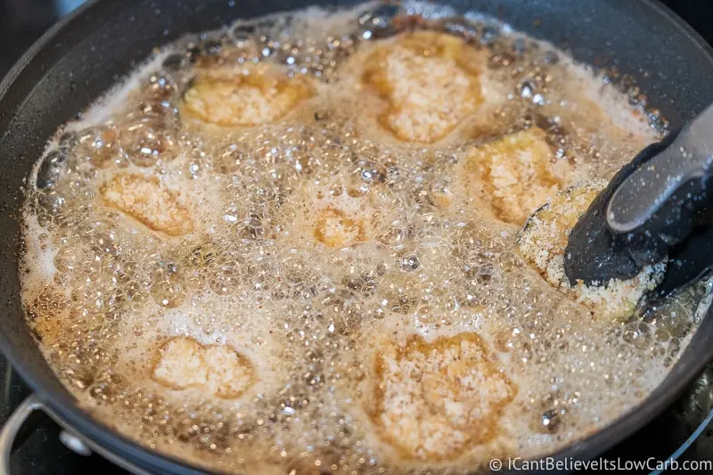 Frying Low Carb Fried Eggplant
