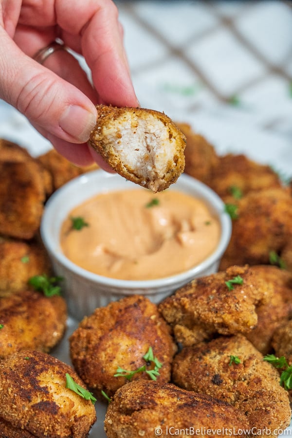 Dipping Keto Chicken Nuggets