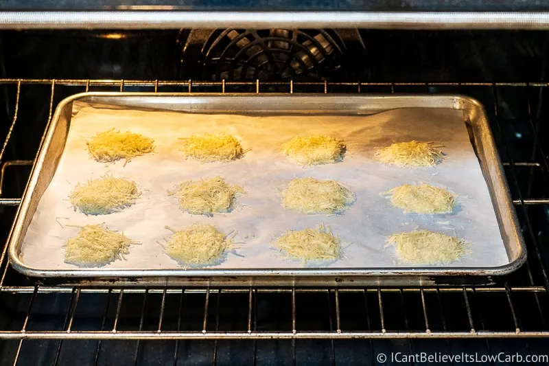 Parmesan Crisps baking in the oven