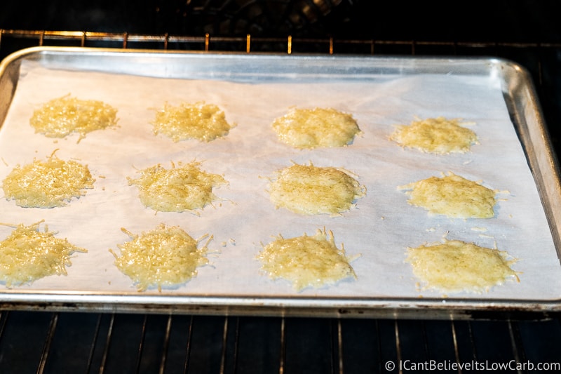 Keto Parmesan Crisps in the oven