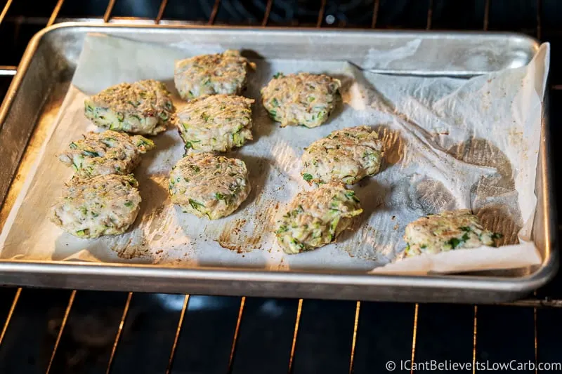Baking Chicken Zucchini Poppers in the oven