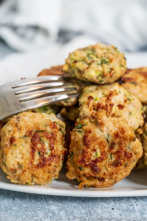 Stack of Chicken Zucchini Poppers plate