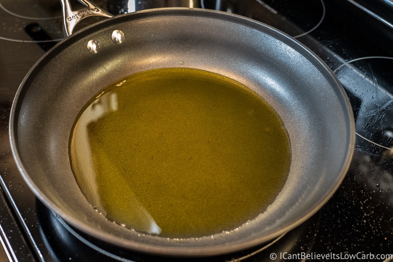 oil in pan for Eggplant Parmesan
