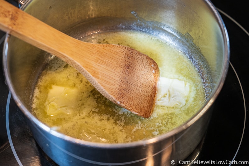 melting butter for Keto Cheese Sauce