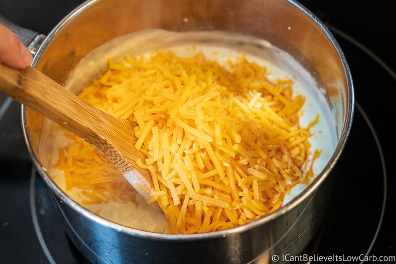 melting cheddar cheese for Keto Cheese Sauce