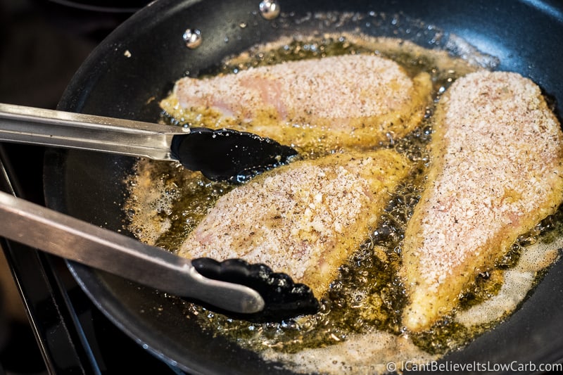frying low carb Chicken Parmesan