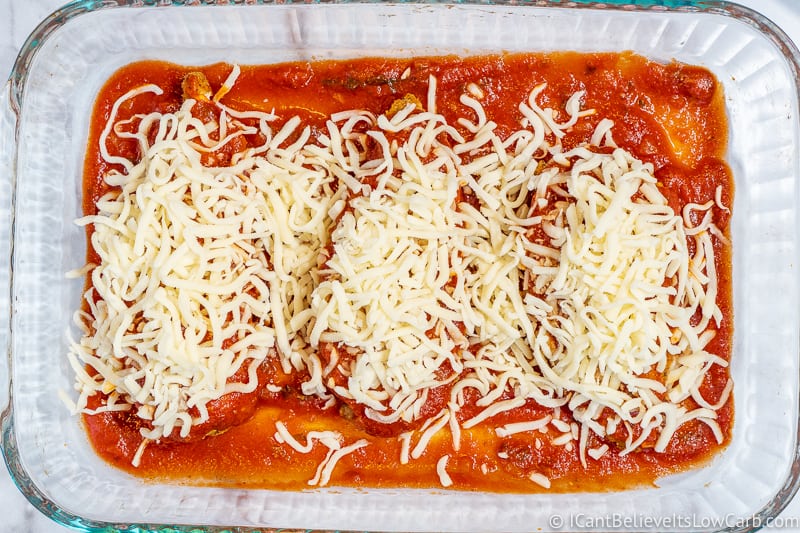 Keto Chicken Parmesan with mozzarella cheese on top