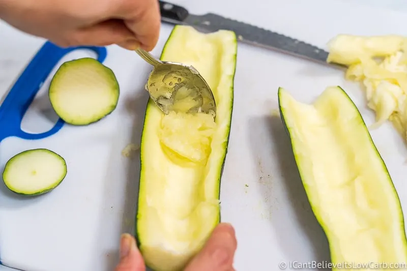 scooping out Zucchini