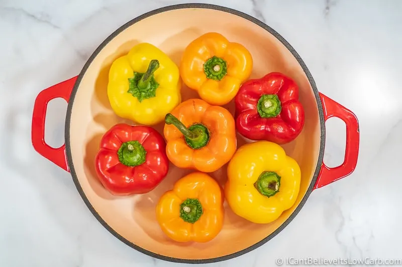 Colored Bell Peppers in pot