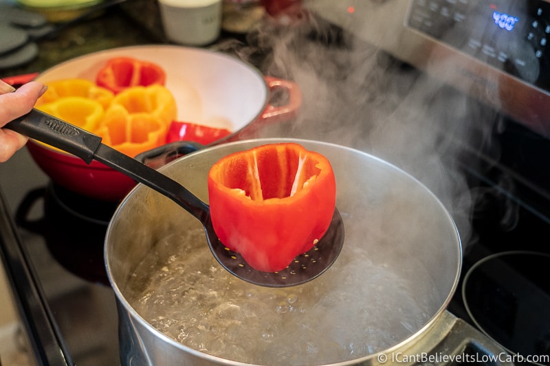 boiling bell peppers