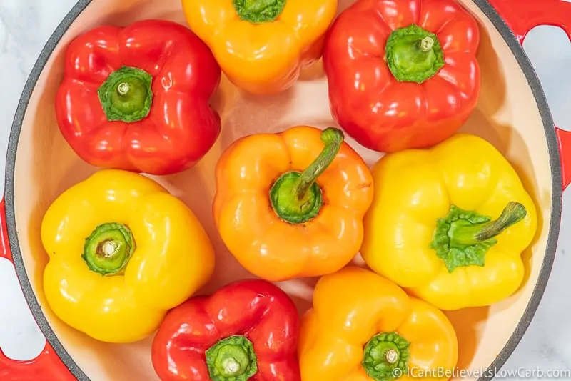 Bunch of Yellow Orange Red Bell Peppers