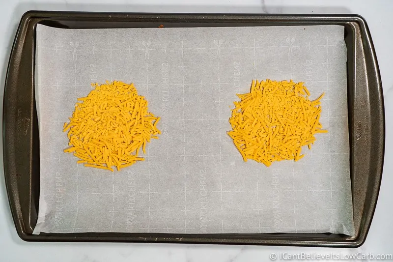 shredded Cheese on baking tray for Taco Shells