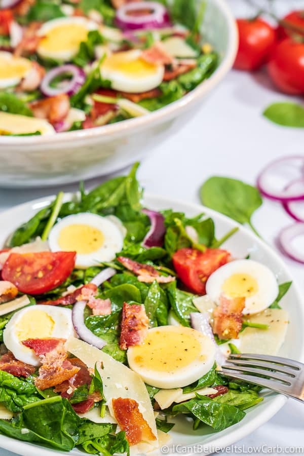 Best Spinach Salad Recipe w/ Bacon and Eggs