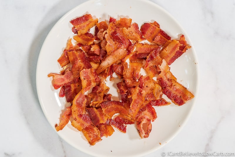 freshly chopped bacon on a plate