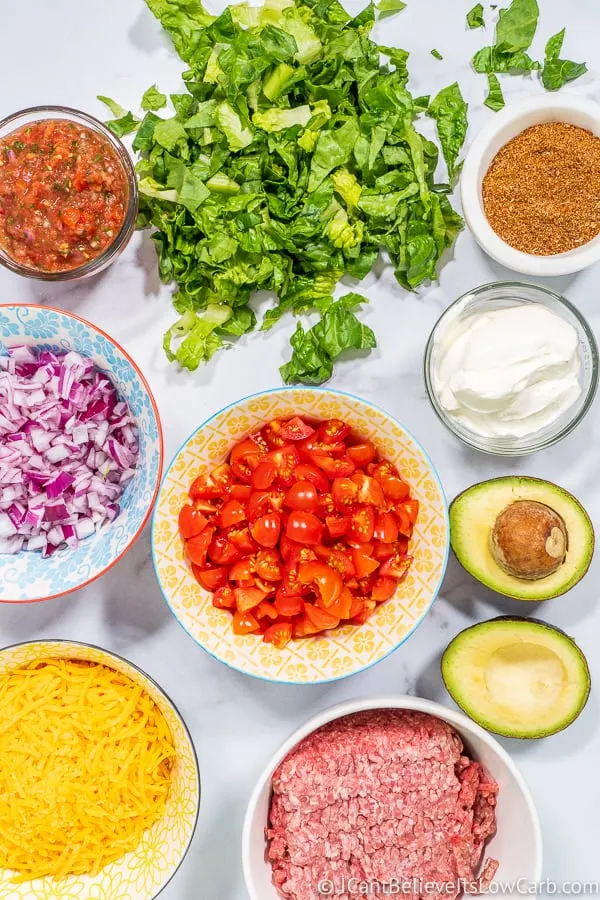 Low Carb Taco Salad ingredients