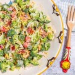 Keto Broccoli Salad and wooden fork
