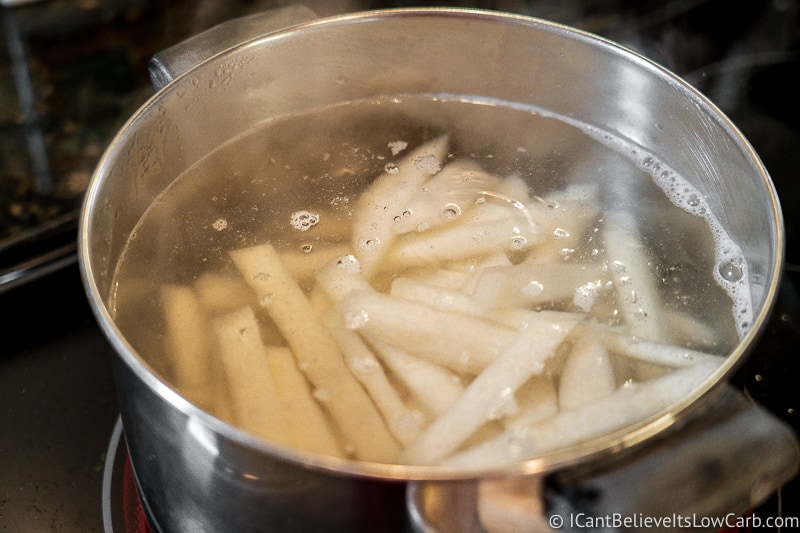 boiling cut Jicama to make Keto Fries