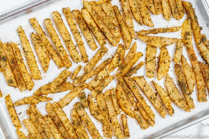 tray full of uncooked Jicama Fries