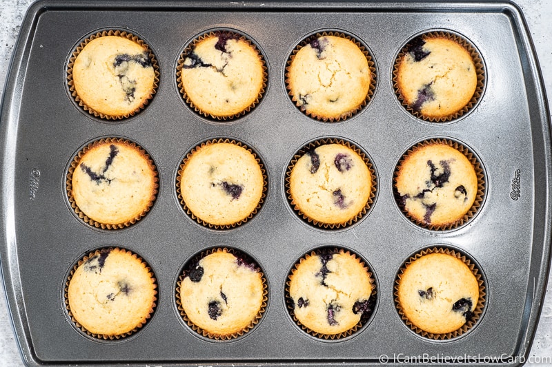 freshly baked low carb Blueberry Muffins