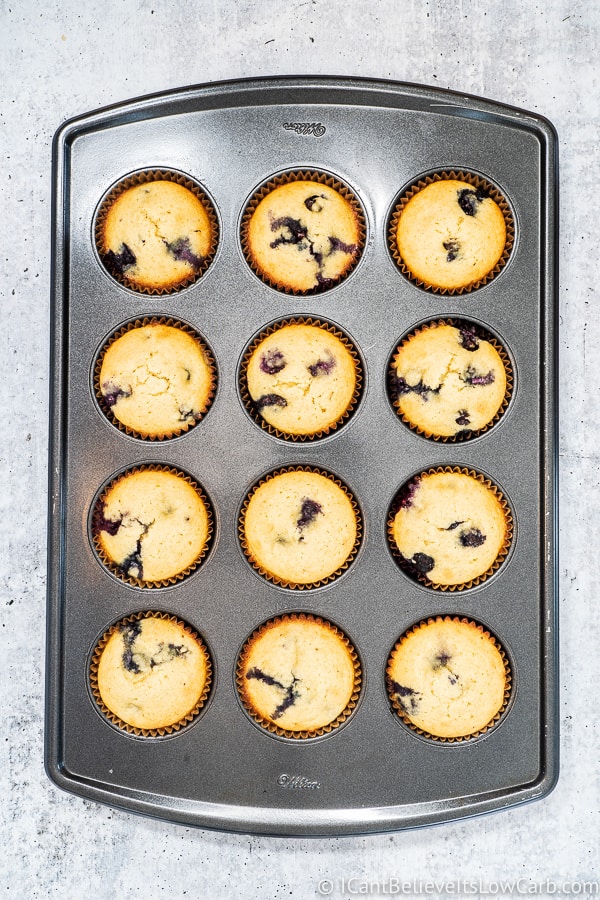 Keto Blueberry Muffins in a tray