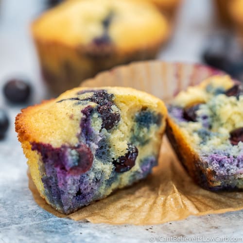 Low Carb Keto Blueberry Muffins with almond flour feature