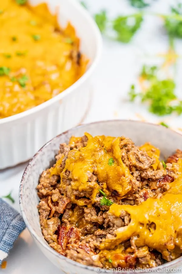 Best Keto Cheeseburger Casserole with bacon