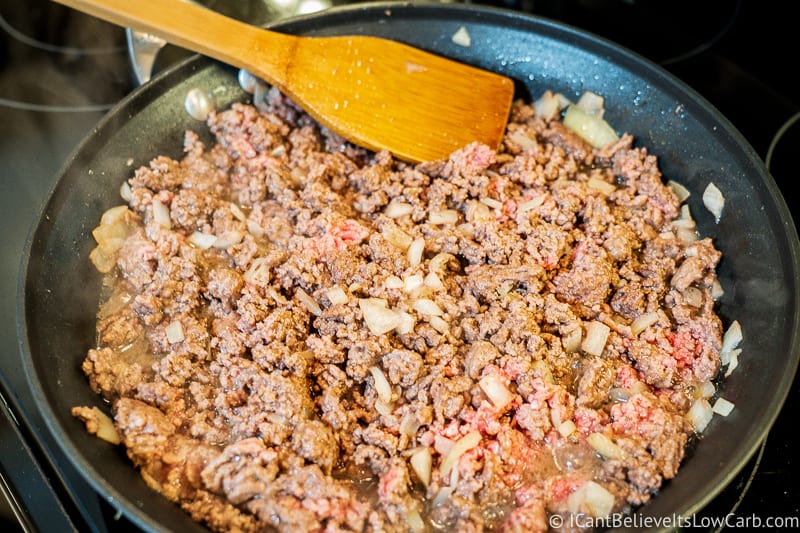 fried ground beef for cheeseburger casserole