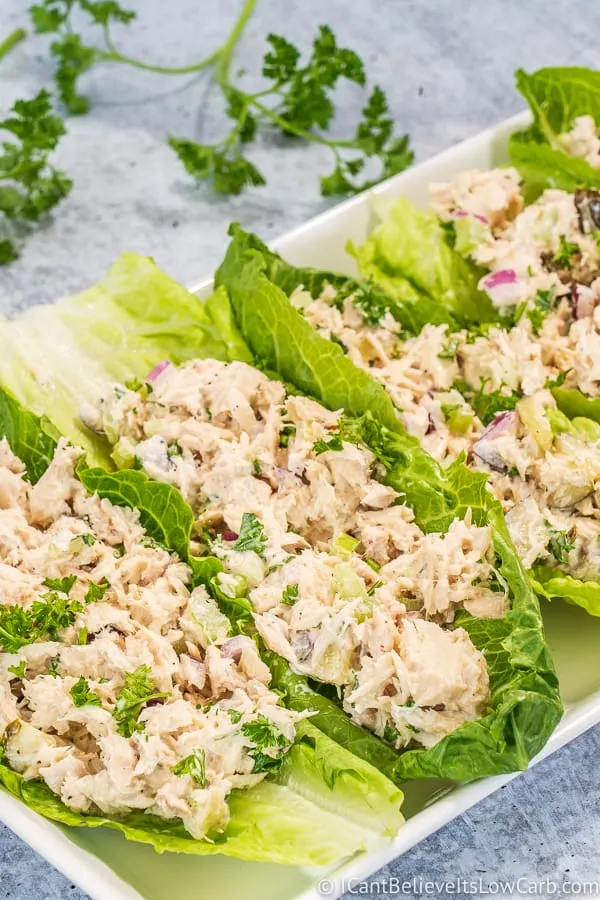 Keto Tuna Salad in lettuce wraps