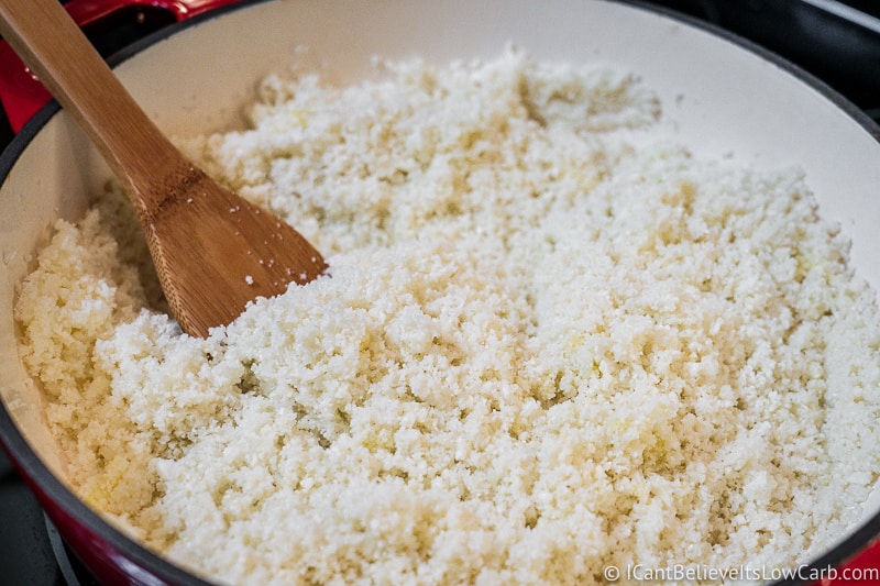 pot filled with Cauliflower Rice