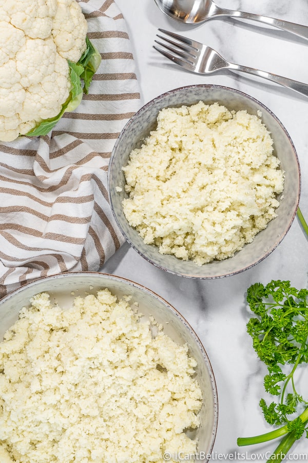 two bowls of Cauliflower Rice