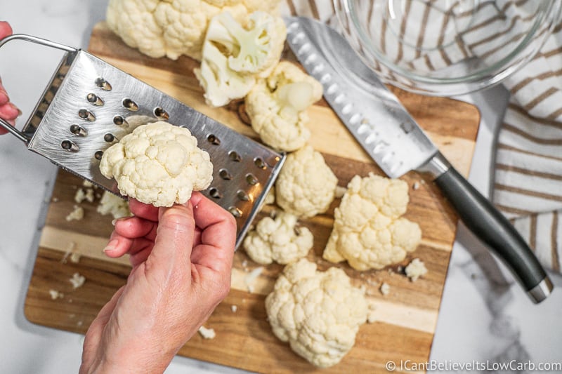 ricing Cauliflower with a box grater