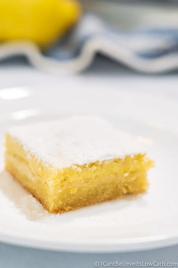 Keto Lemon Bar on a white plate
