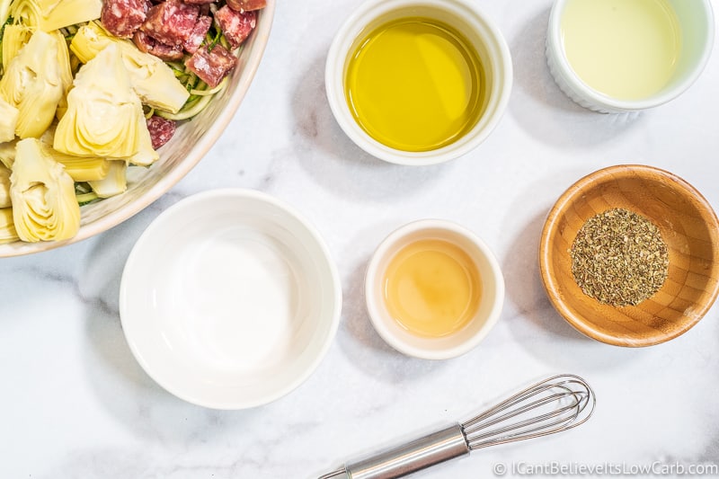 Low Carb Pasta Salad dressing ingredients