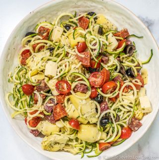 Mediterranean Zoodle Salad | Low Carb Keto Pasta Salad