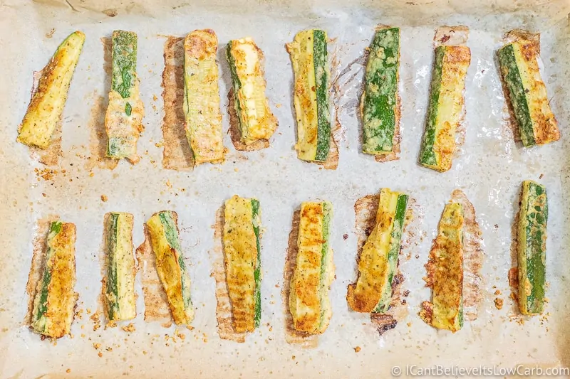 Zucchini Fries freshly baked in the oven