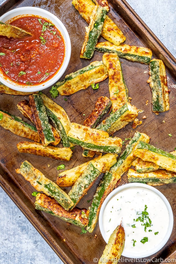 baked Zucchini Fries with dipping sauces