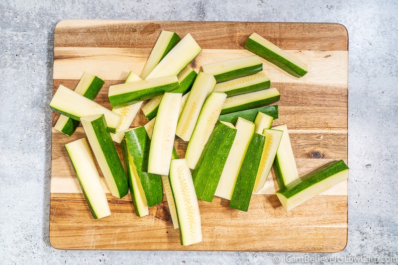 Raw Zucchini cut in strips Fries