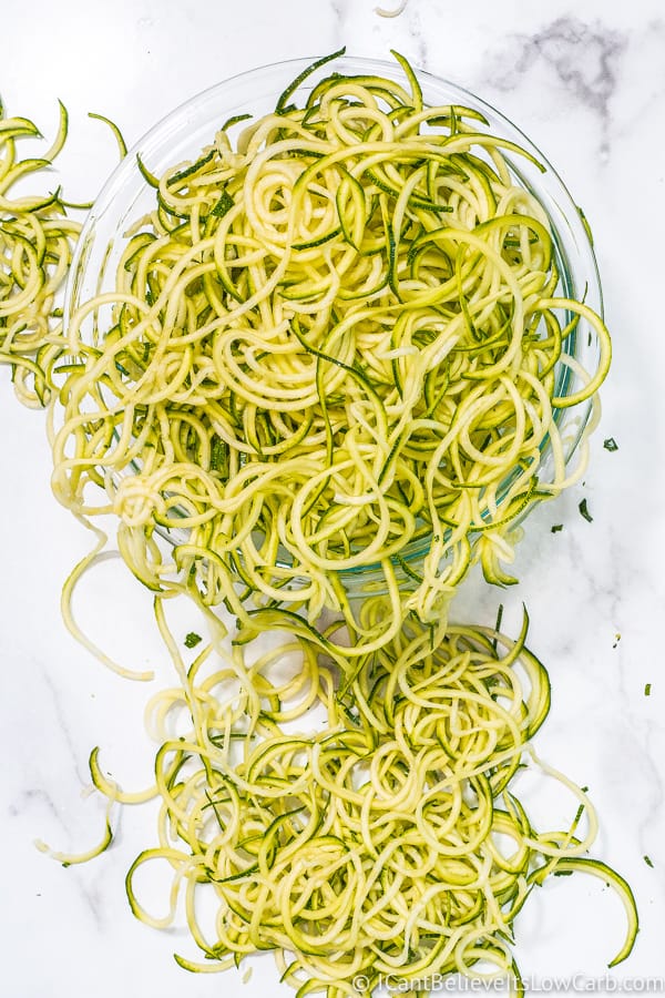 Zucchini Noodles in a glass bowl