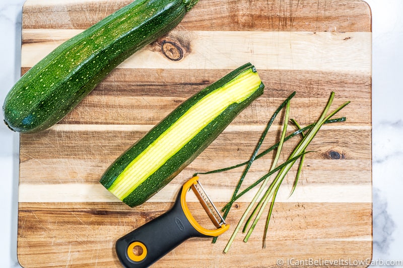 Zucchini Noodles with hand peeler