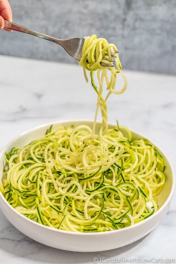 twirling Zucchini Noodles on a fork