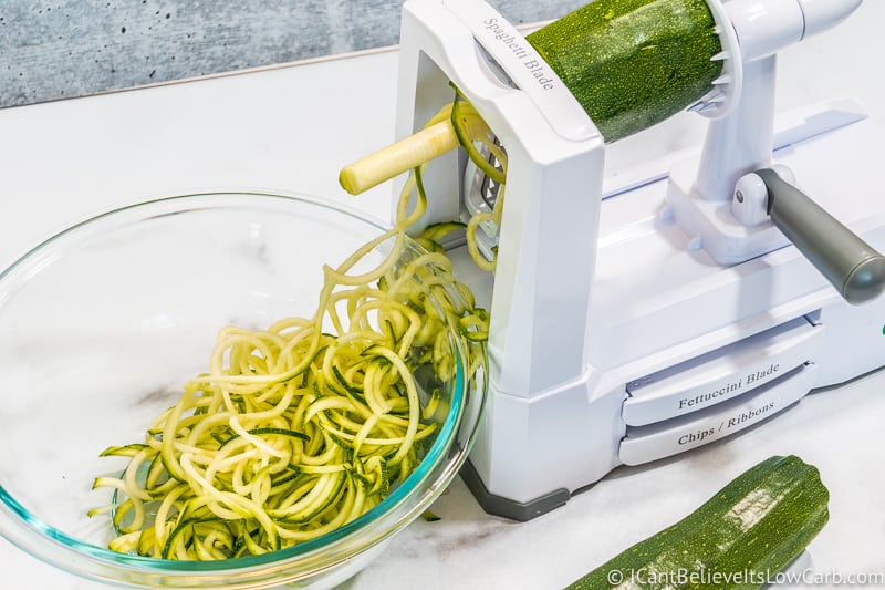 Making Zucchini Noodles with a countertop spiralizer