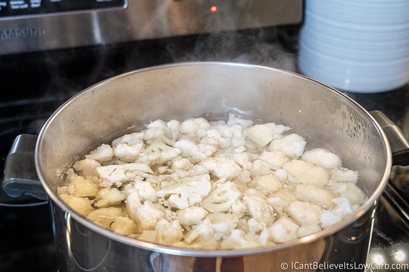 boiling Cauliflower for Keto Potato Salad