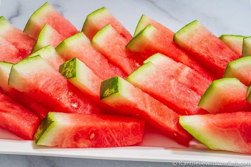 Cut Watermelon batons on a plate