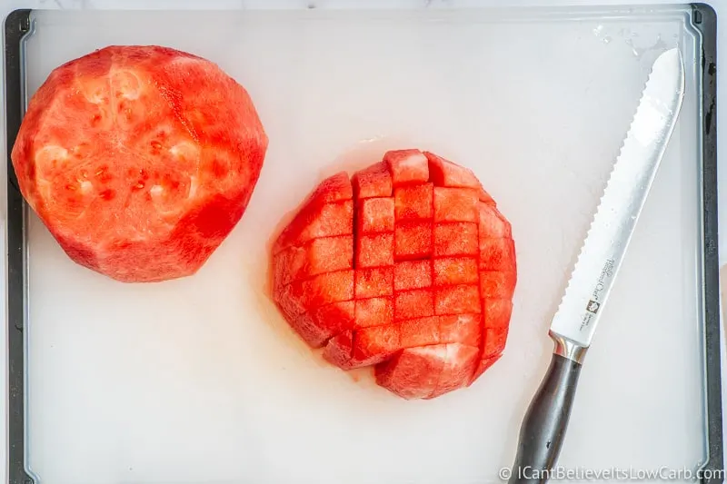 Cutting Watermelon into cubes