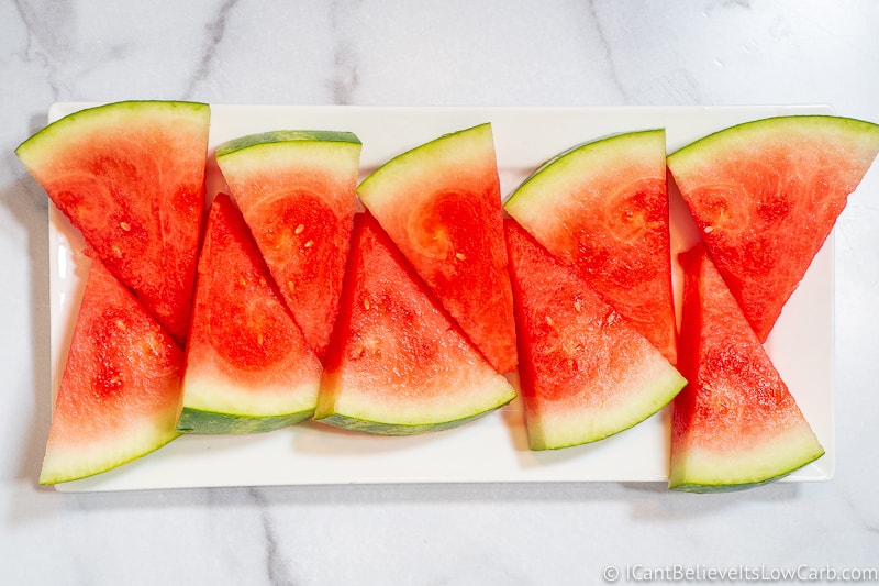 cutting watermelon into triangle wedges