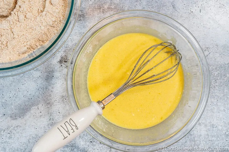 Mixing Wet Almond Flour Banana Muffin ingredients