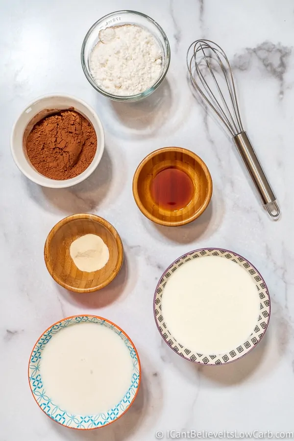 Keto Chocolate Pudding ingredients