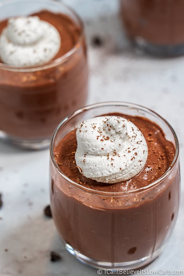 Keto Chocolate Pudding with whipped cream